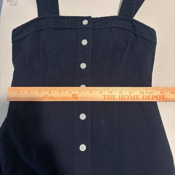 Everlane The Cotton Weave Picnic Midi Dress Navy Womens sz 2 Classic Clean Girl - Picture 8 of 10